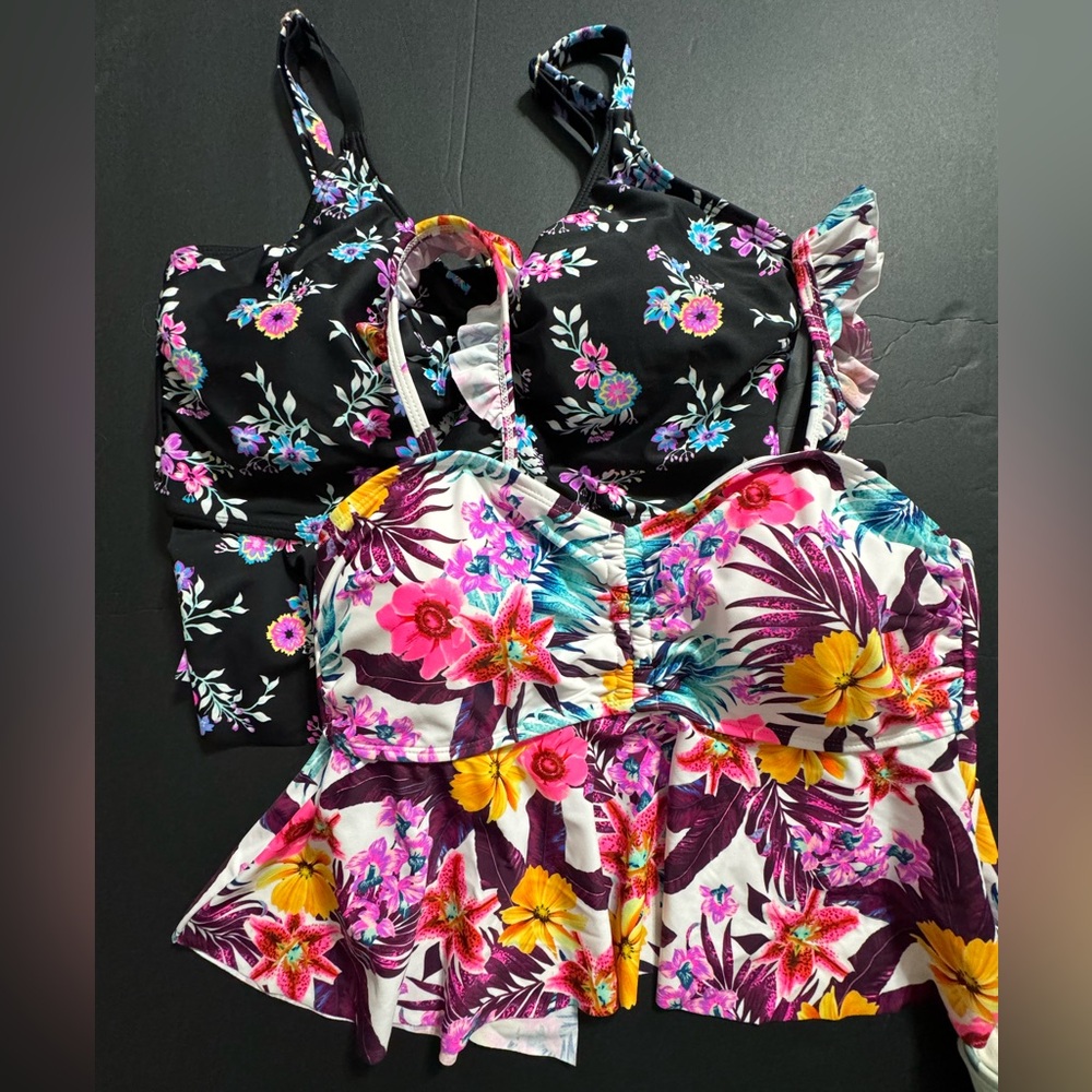 Lot of 2 Womens Tankini tops